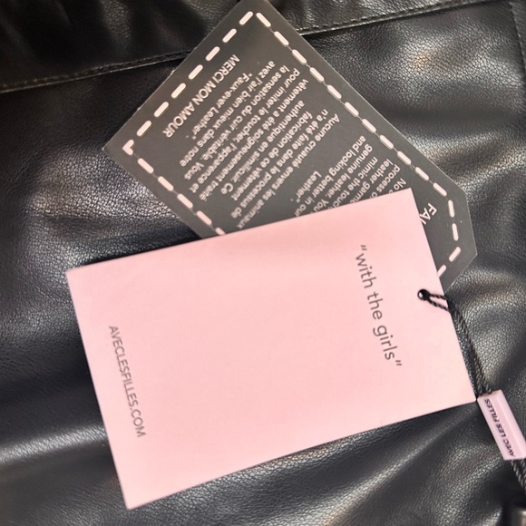 Avec Les Filles NWT Edgy Luxe Chic Street Style Black Faux Leather Shirt, sz M - Picture 8 of 9